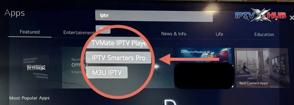 IPTV search results